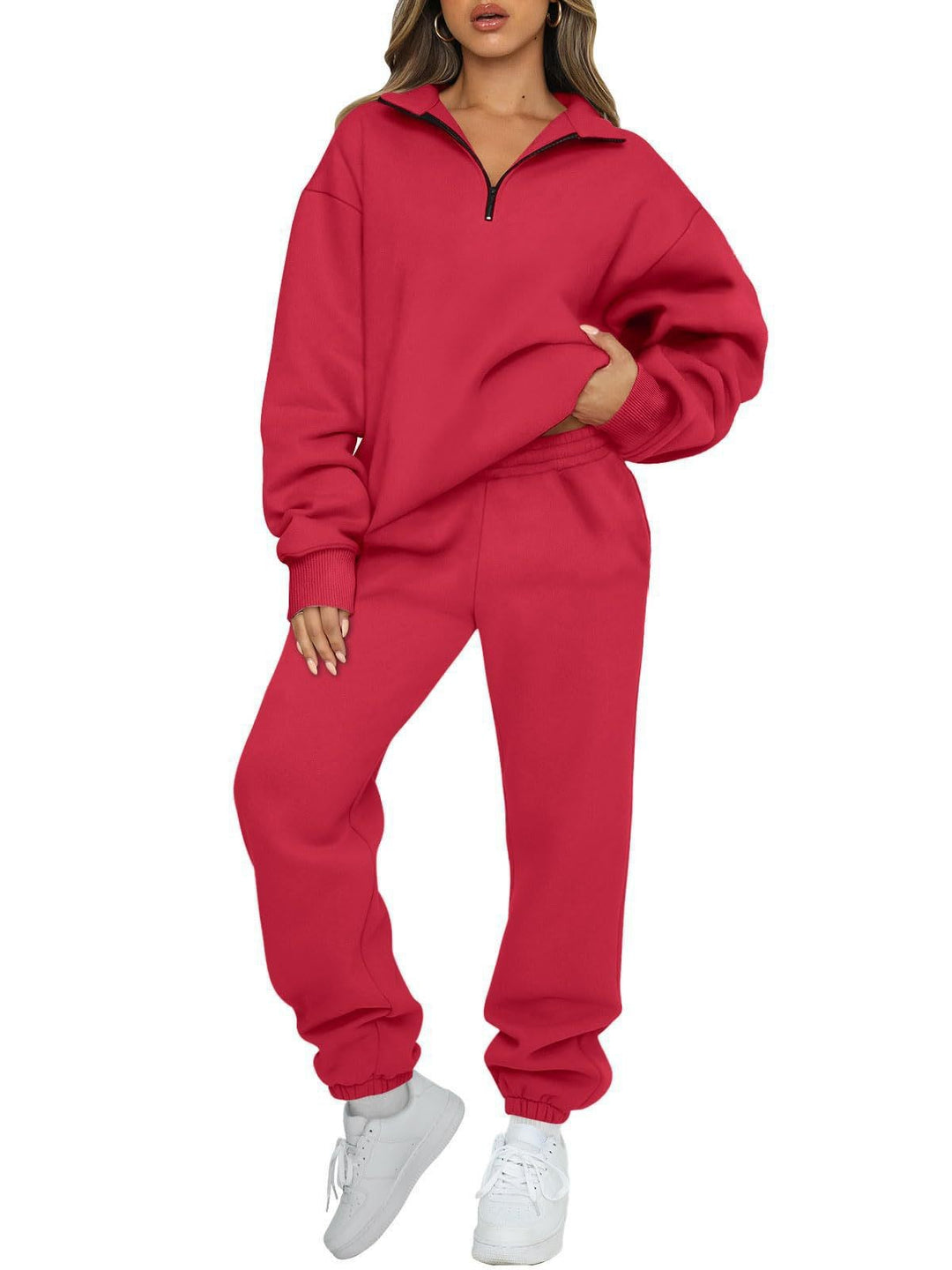 Damen nan oversized Sweatshirt Jogginghose Set mit Reißverschlusskragen Shop Nory
