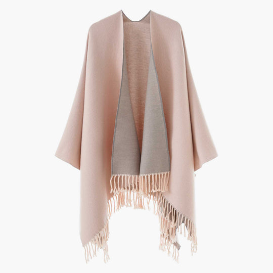 Damen Wendbarer Wollmix-Poncho mit Fransensaum und offener Front Shop Nory