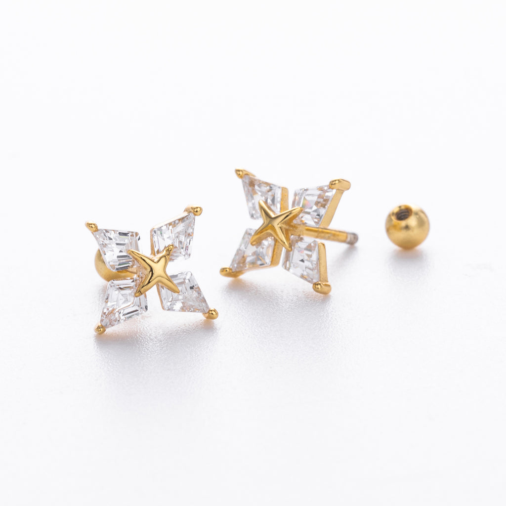 Damen Ohrstecker mit detailverliebtem, glitzerndem Sternenmotiv aus hochwertigem 925 Sterling Silber Shop Nory