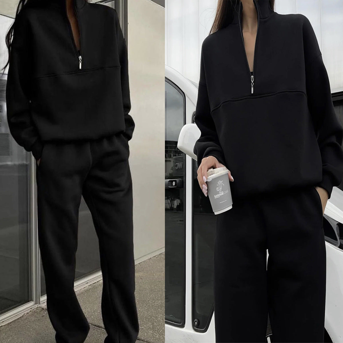 Jogginganzug Damen sportlich mit Zip-Hoodie und Jogginghose