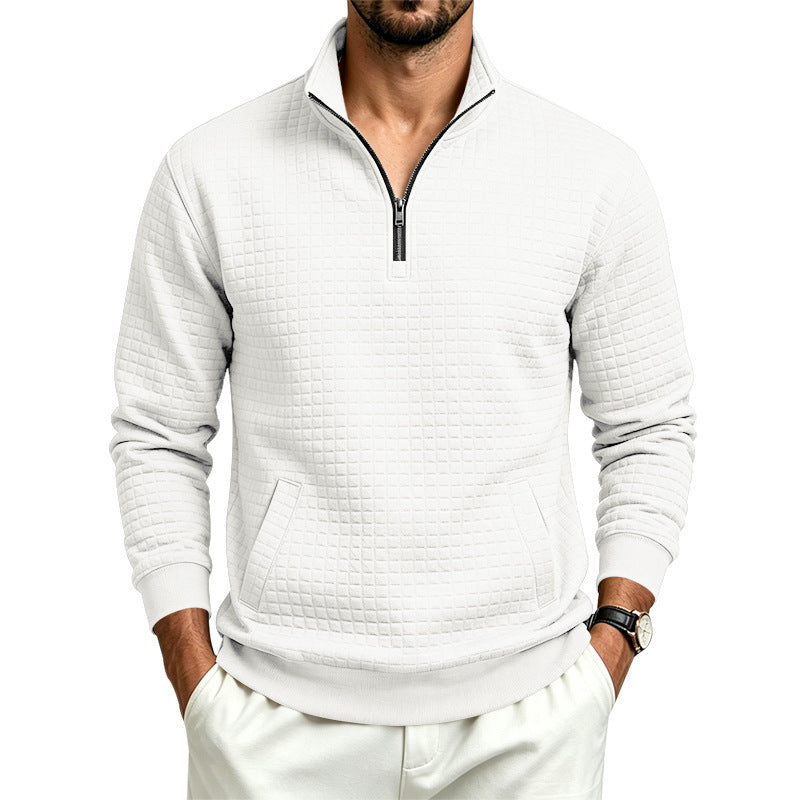 Herren Gesteppter Halbzip-Sweat mit Stehkragen und Kängurutasche Shop Nory