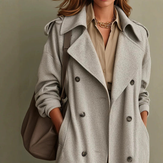Damen Oversized Doppelreihiger Wollmantel mit weitem Revers Shop Nory