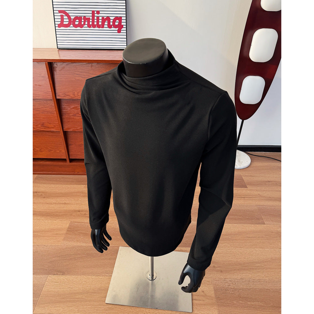 Herren Feines Stretch-Langarmshirt mit kurzem Stehkragen und schlanker Silhouette Shop Nory