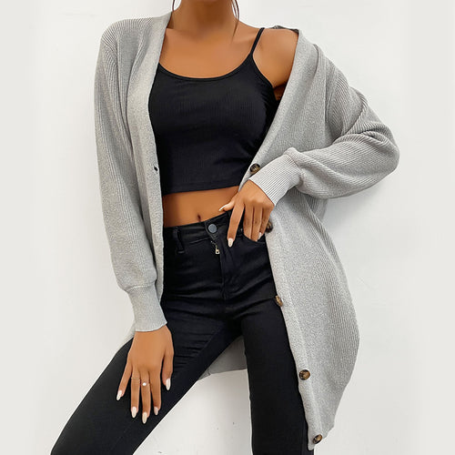 Damen Oversize Longcardigan aus weichem Feinstrick mit tiefem V‑Ausschnitt und Knopfleiste Shop Nory