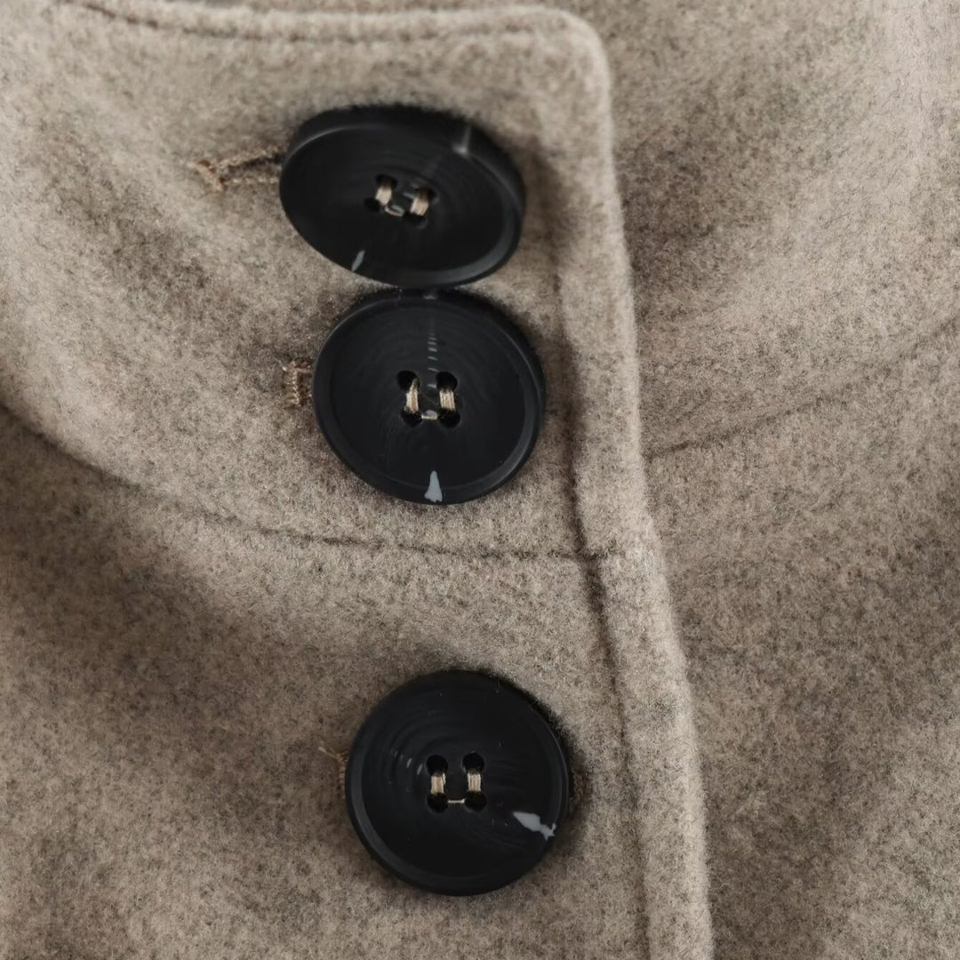 Damen Kurz‑Trenchcoat aus Wollmix mit Stehkragen, Epauletten und Bindegürtel Shop Nory