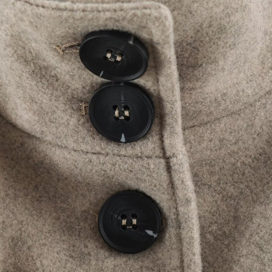 Damen Kurz‑Trenchcoat aus Wollmix mit Stehkragen, Epauletten und Bindegürtel Shop Nory