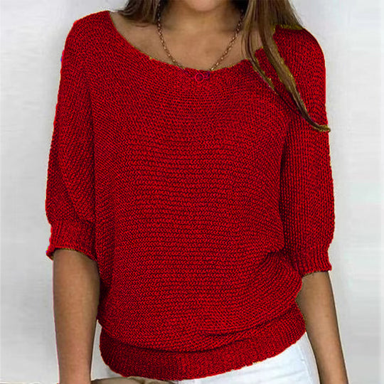 Damen nan legerer kastiger Feinstrickpullover mit weitem Ausschnitt Shop Nory