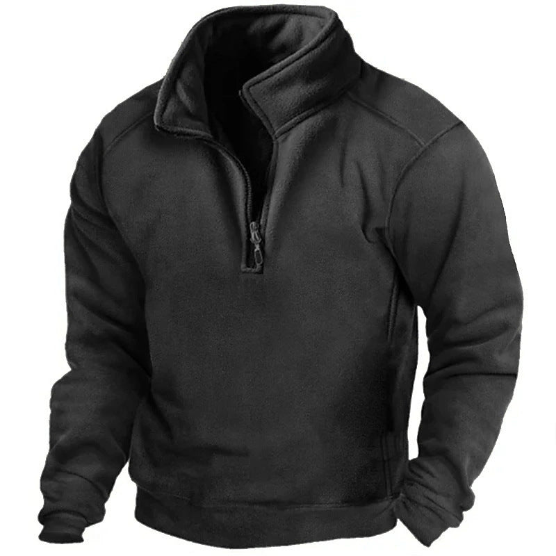 Herren Fleece-Pullover mit hohem Kragen und praktischen Reißverschluss