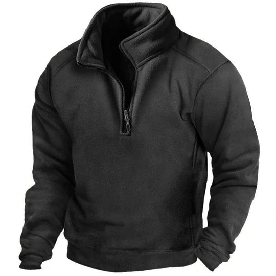 Herren Fleece-Pullover mit hohem Kragen und praktischen Reißverschluss