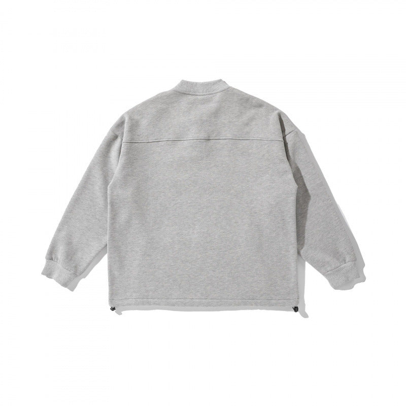 Unisex Oversize-Sweatshirt mit Henley-Knopfleiste, Kängurutasche und Tunnelzugsaum Shop Nory