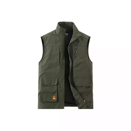 Herren Leichte Utility-Weste mit Stehkragen, Frontklappentaschen und Brustreißverschluss Shop Nory