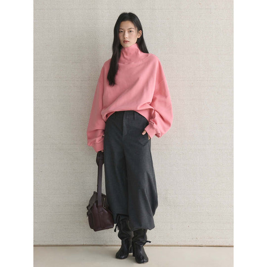 Damen Boxy-Rollkragen-Sweatshirt mit verlängertem Kragen und überschnittener Schulter Shop Nory