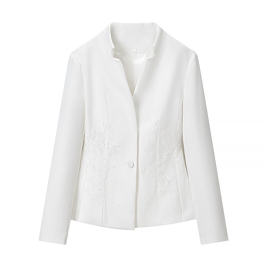 Damen Taillierter Einreihiger Blazer mit Stehkragen und tiefem V‑Ausschnitt Shop Nory