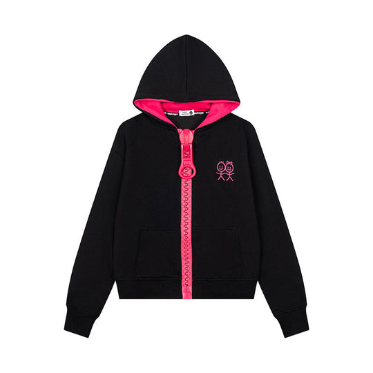 Damen Kapuzen-Sweatjacke mit übergroßem Reißverschluss und minimalistischer Stickerei Shop Nory