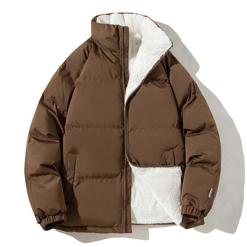 Damen Oversize-Pufferjacke mit Teddyfutter, Stehkragen und Eingrifftaschen Shop Nory
