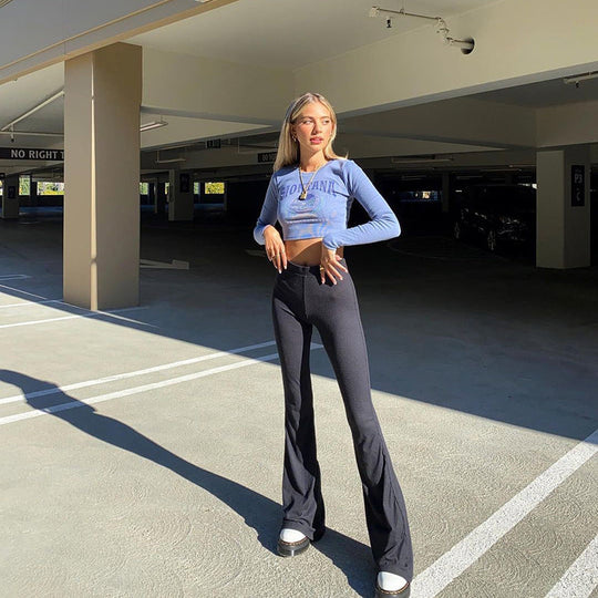 Damen Flared Leggings mit hohem Bund und komfortablem Stretch-Stoff
