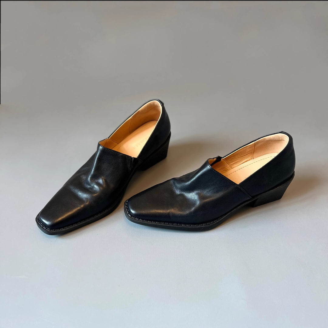 Damen Elegante Slip‑on Loafer mit quadratischer Zehenkappe und mittelhohem Blockabsatz Shop Nory