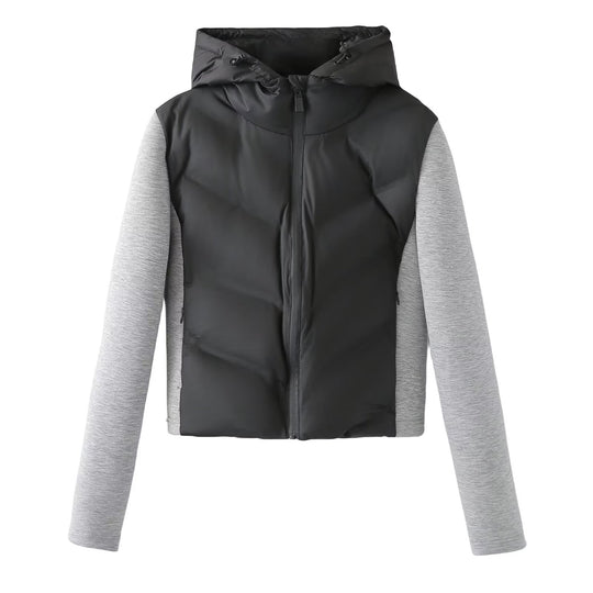Damen Kapuzen-Hybridjacke mit gesteppter Front und Sweat-Ärmeln Shop Nory