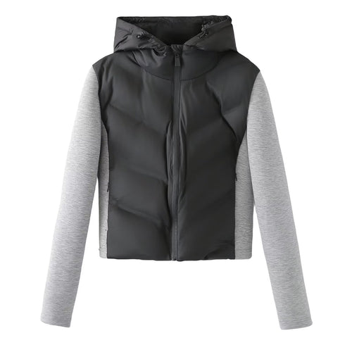Damen Kapuzen-Hybridjacke mit gesteppter Front und Sweat-Ärmeln Shop Nory