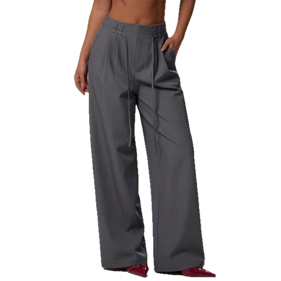 Damen Hochtaillierte Palazzo-Hose mit Bundfalten, Tunnelzug und weitem Bein Shop Nory