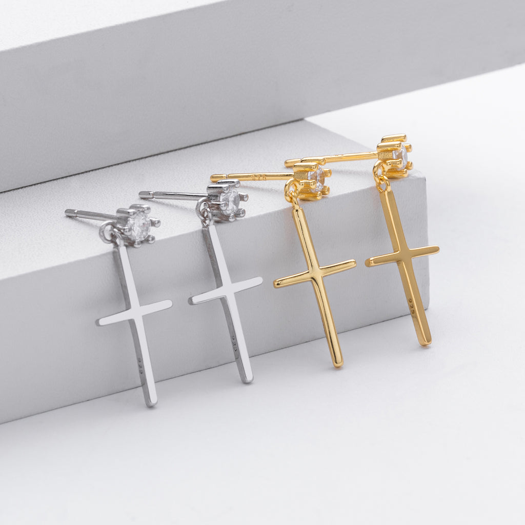 Damen Ohrhänger mit stilvollem Kreuzdesign aus 925 Sterling Silber Shop Nory