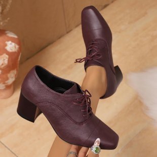 Damen Elegante Schnürpumps mit quadratischer Spitze und mittelhohem Blockabsatz Shop Nory