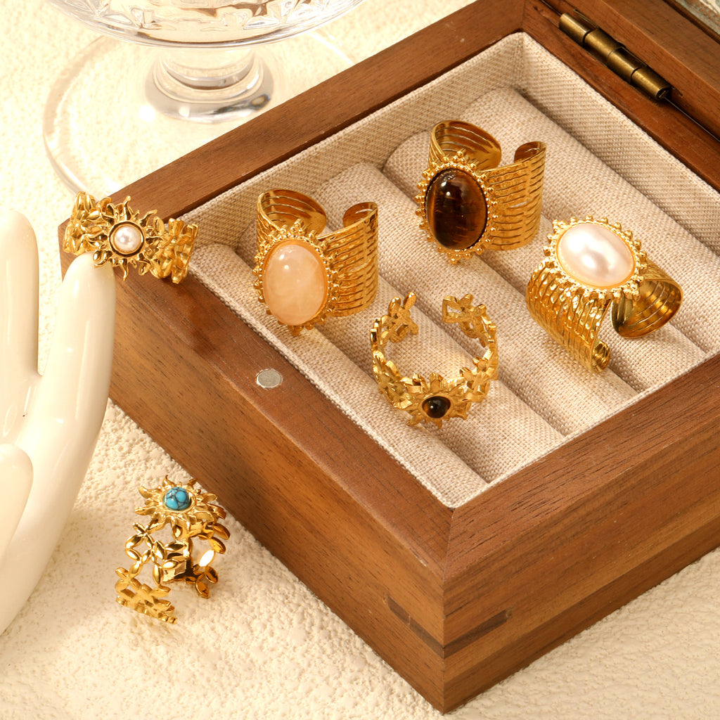 Damen Offener Ring mit kunstvollem Sonnenmotiv und anpassbarem Design Shop Nory