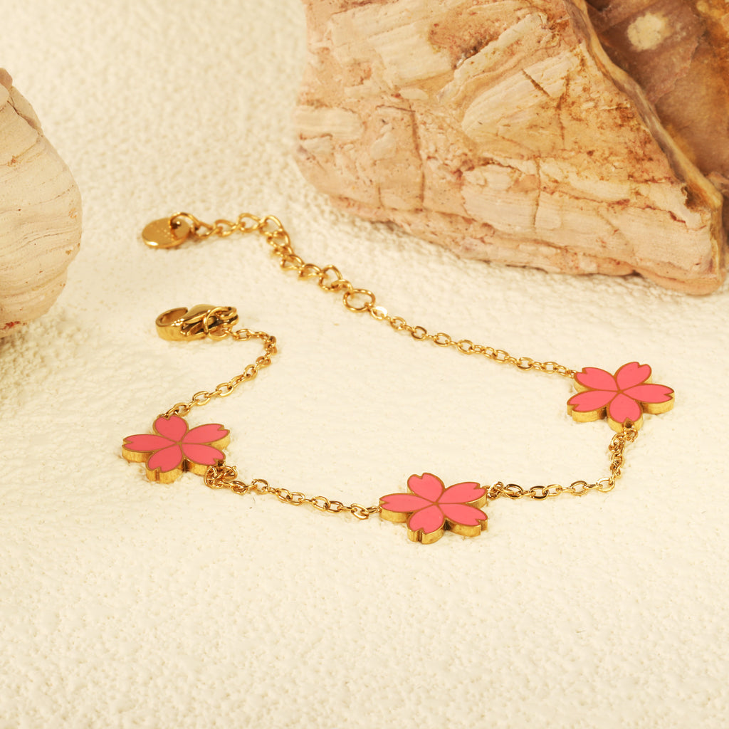 Damen elegante Armkette mit floralen Anhänger Shop Nory