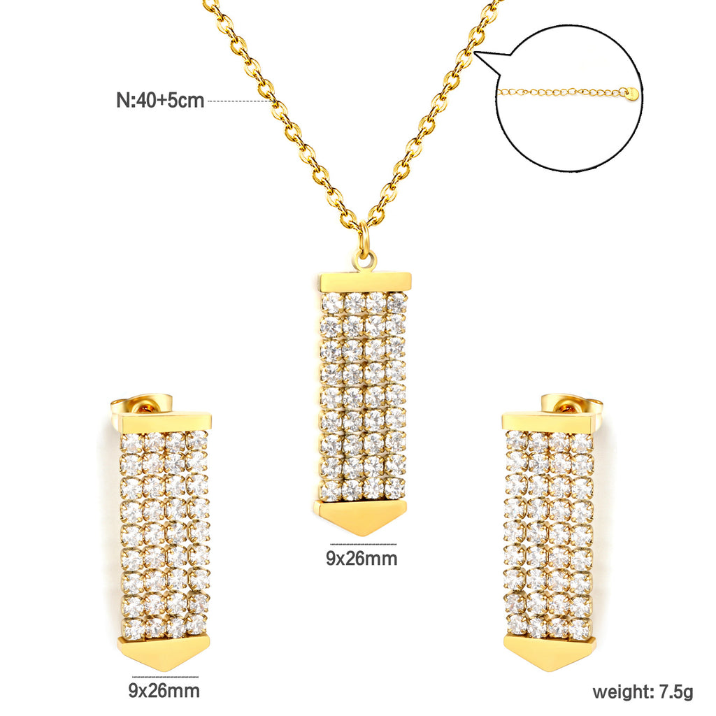 Damen Schmuckset mit elegantem Kristallanhänger und passenden Ohrsteckern Shop Nory