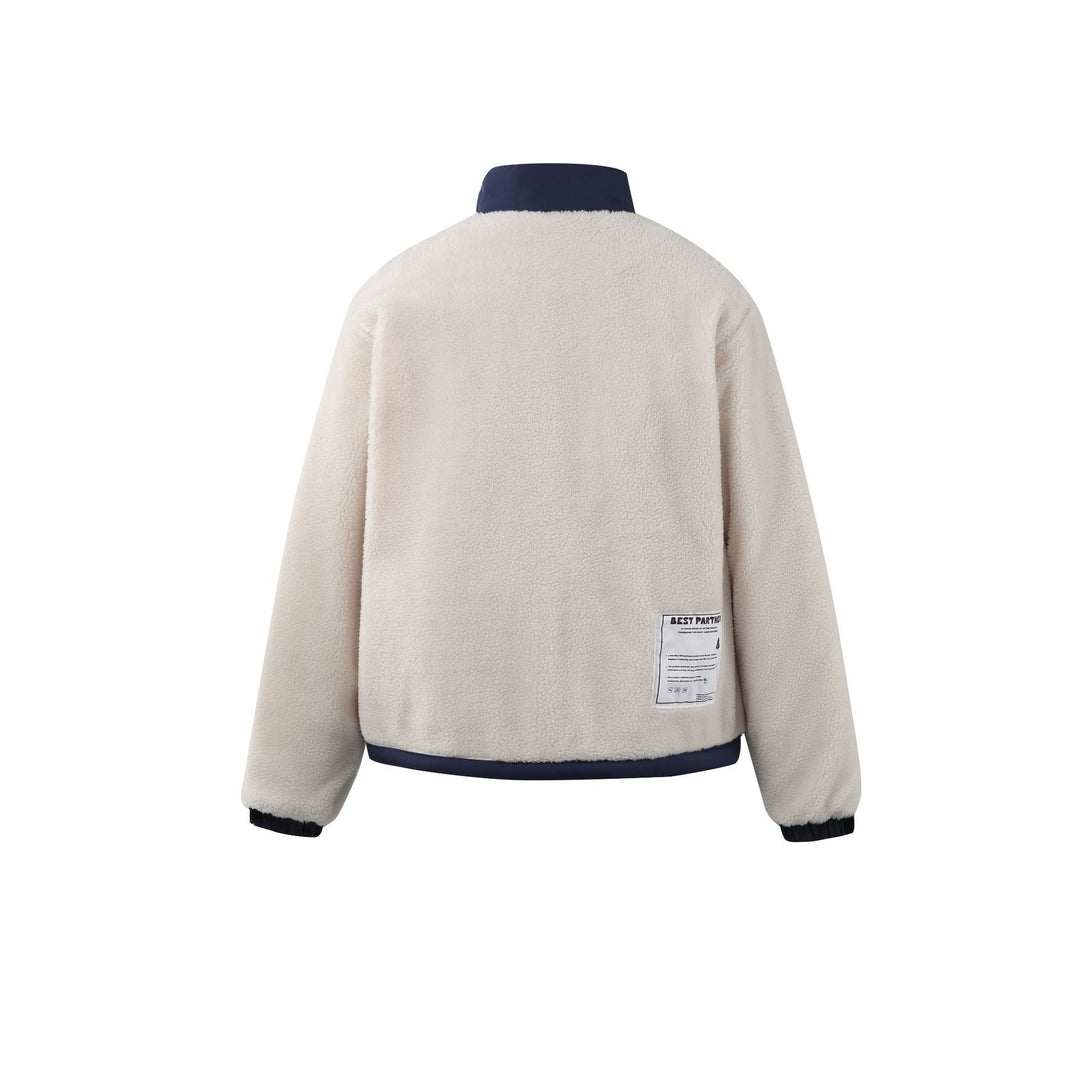 Herren Teddy-Fleecejacke mit Stehkragen, durchgehendem Reißverschluss und Kontrastbesatz Shop Nory
