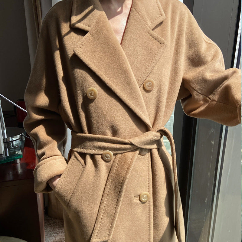 Damen Eleganter Doppeltbreasted Wollmantel Shop Nory