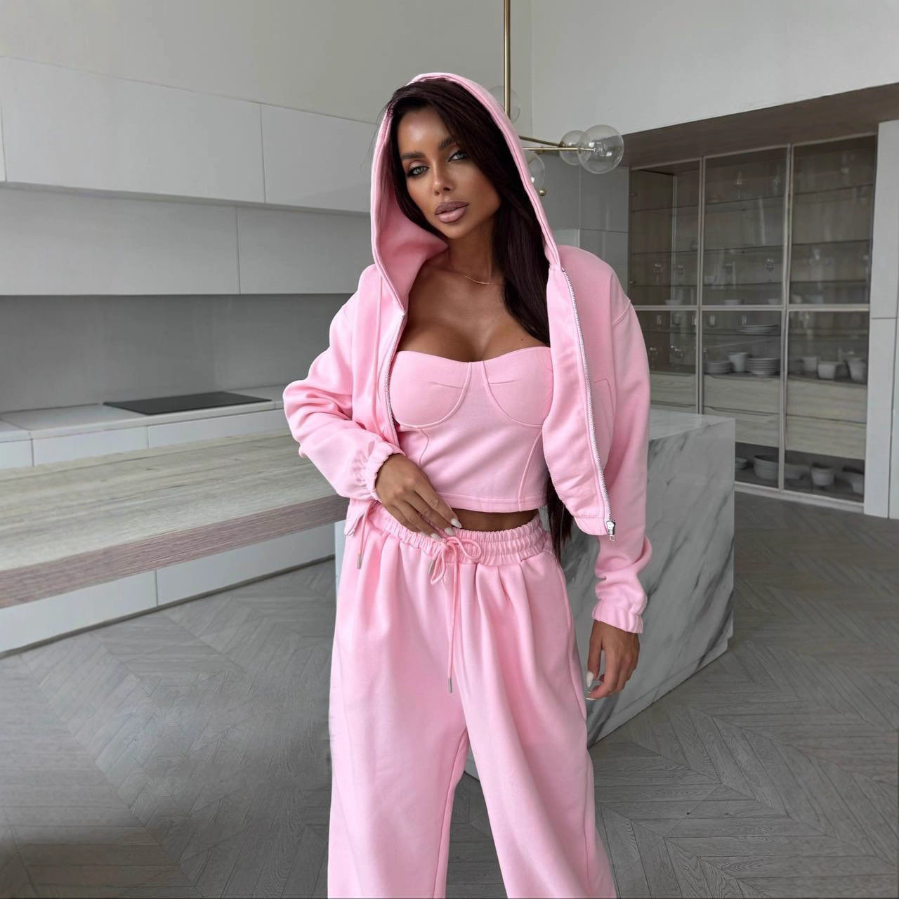 Damen lässiges Freizeitoberteil und bequeme Hose im Set