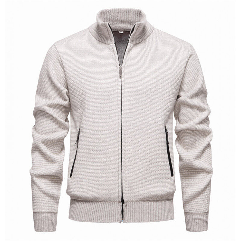 Herren Texturierter Zip-Strickcardigan mit Stehkragen, Waffelstruktur und Reißverschlusstaschen Shop Nory