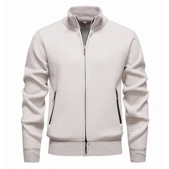 Herren Texturierter Zip-Strickcardigan mit Stehkragen, Waffelstruktur und Reißverschlusstaschen Shop Nory