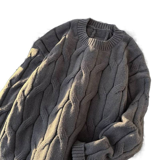 Damen Grobgestrickter Oversize-Zopfmuster-Strickpullover mit verkürztem Saum Shop Nory