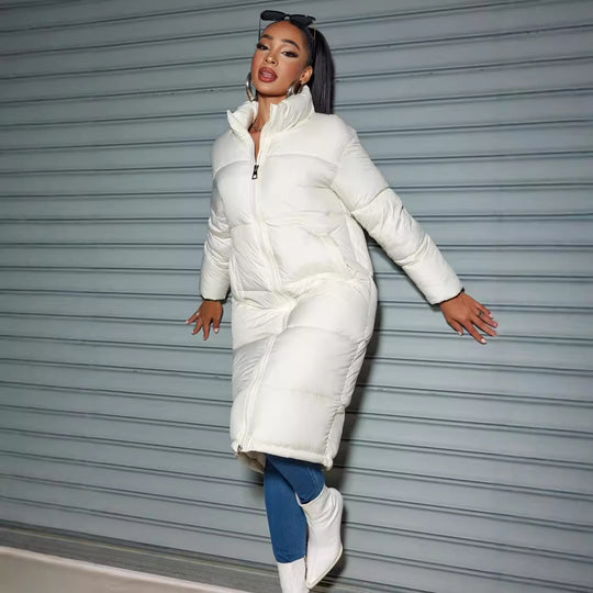 Damen Langer gesteppter Puffer‑Mantel mit hohem Stehkragen Shop Nory