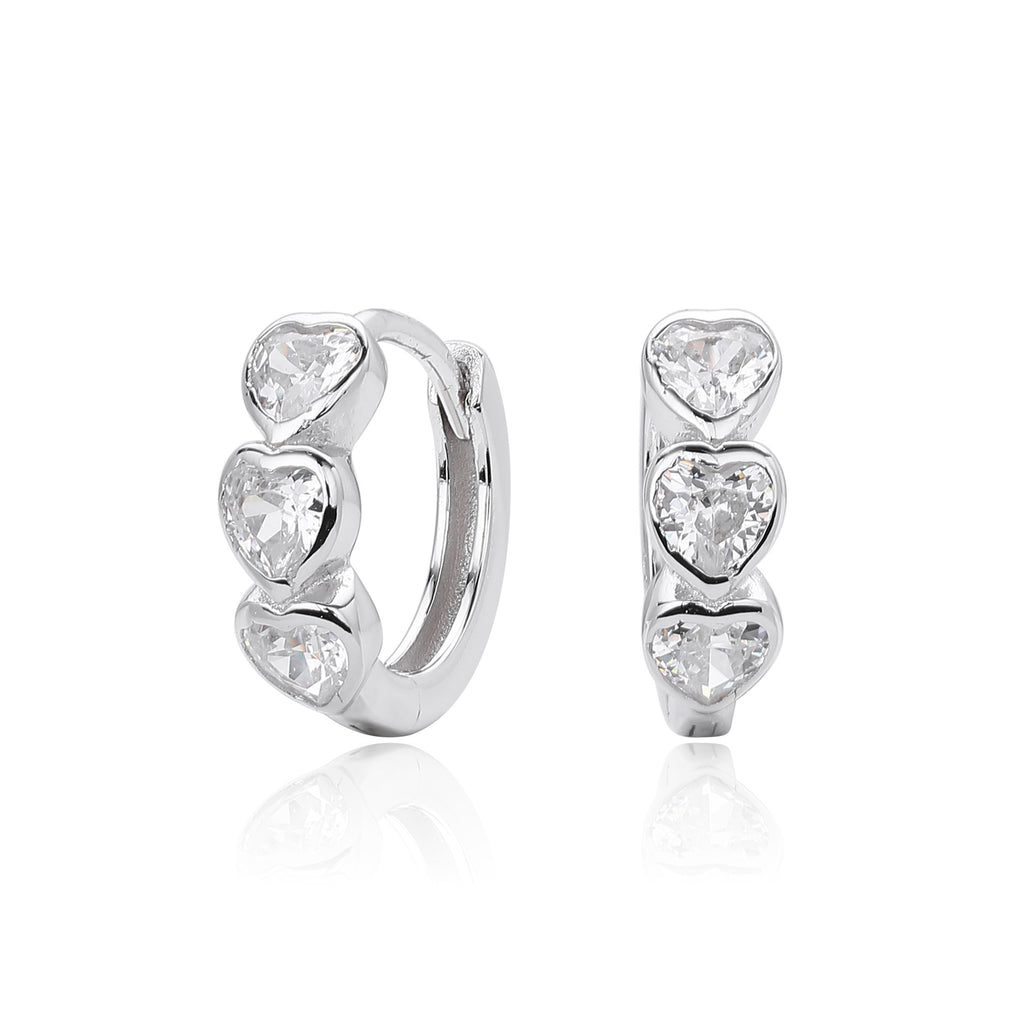 Damen Ohrstecker mit herzförmigen Zirkonsteinen aus hochwertigem 925 Sterling Silber Shop Nory