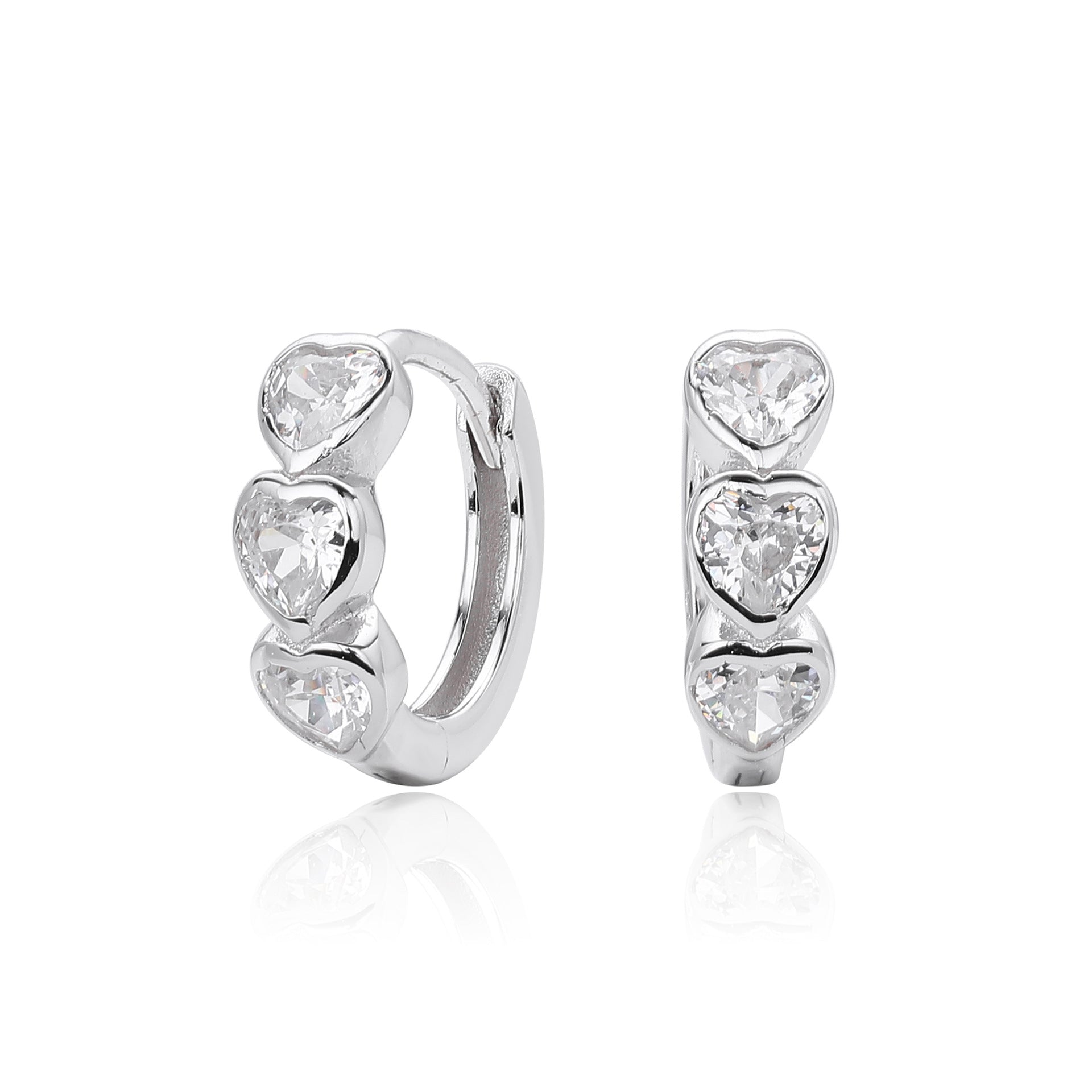 Damen Ohrstecker mit herzförmigen Zirkonsteinen aus hochwertigem 925 Sterling Silber Shop Nory