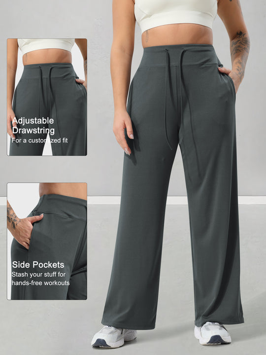 Damen Jogginghose mit hohem Bund, weitem Bein, Kordelzug und Seitentaschen Shopy Nory