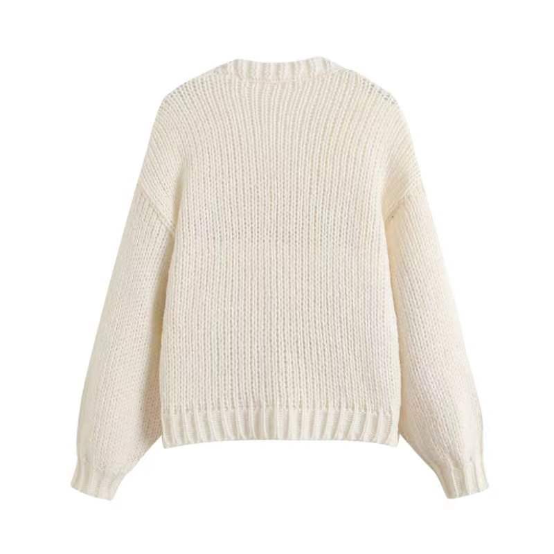 Damen Kurzcardigan mit Erdbeer-Applikationen und grobem Strick Shop Nory