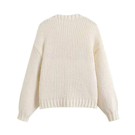 Damen Kurzcardigan mit Erdbeer-Applikationen und grobem Strick Shop Nory