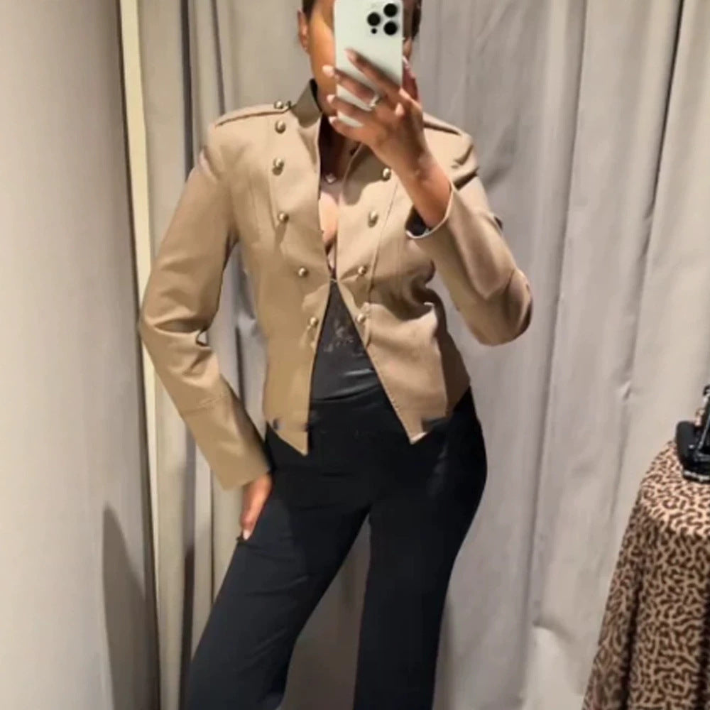 Damen Kurzblazer im Militarystil mit doppelreihigen Zierknöpfen Shop Nory