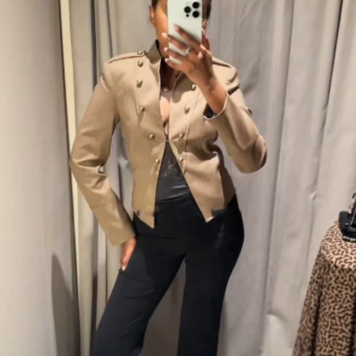 Damen Kurzblazer im Militarystil mit doppelreihigen Zierknöpfen Shop Nory