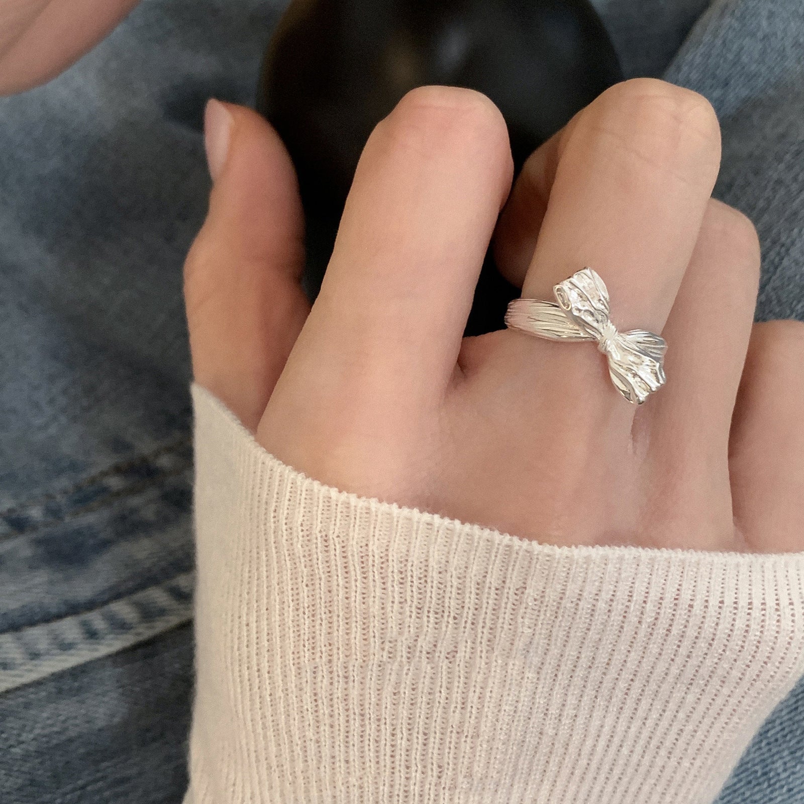 Damen Ring mit kunstvollem Schleifen-Design Shop Nory