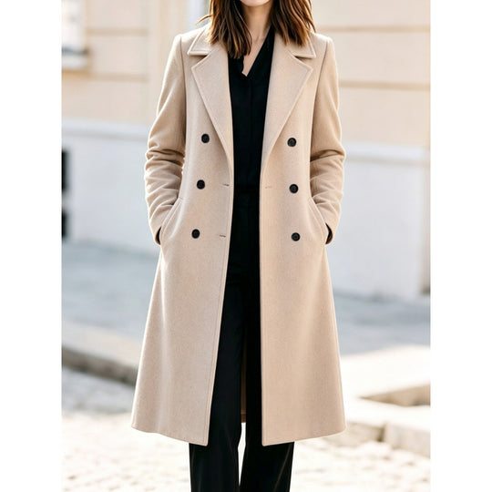 Damen Klassischer Doppelreihiger Wollmix-Mantel mit konturierter Taille Shop Nory
