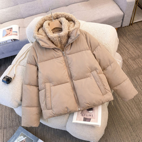 Damen nan kompakte Steppjacke mit Sherpa-Innenkapuze, wärmender Thermoisolierung und verdecktem Zweiwege-Reißverschluss Shop Nory