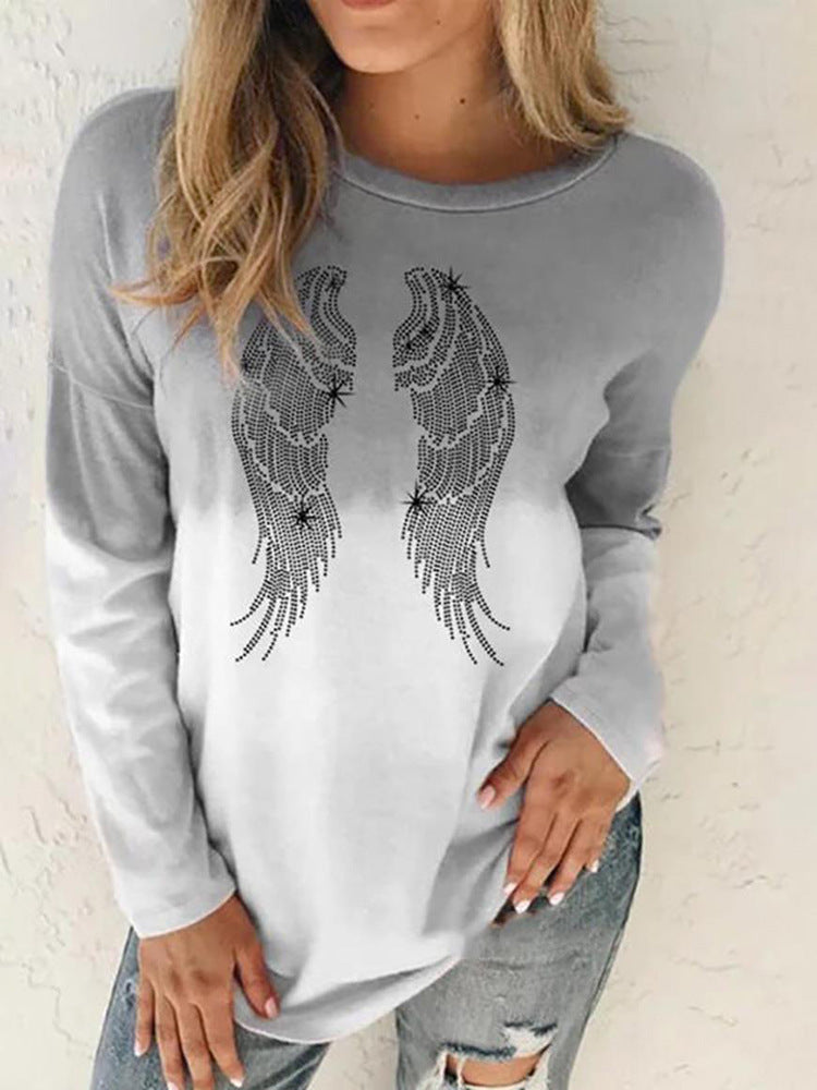 Damen Langärmeliges Oversize-Sweatshirt mit abstraktem Aquarell-Mosaikprint Shop Nory