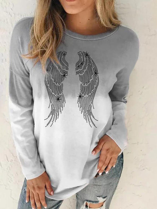 Damen Langärmeliges Oversize-Sweatshirt mit abstraktem Aquarell-Mosaikprint Shop Nory