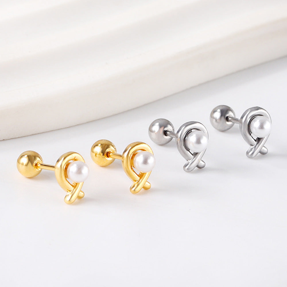 Damen Ohrstecker mit elegantem Perlen-Design und goldplattierter Oberfläche Shop Nory