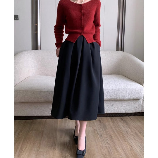 Damen Eleganter Maxirock mit Falten Shop Nory